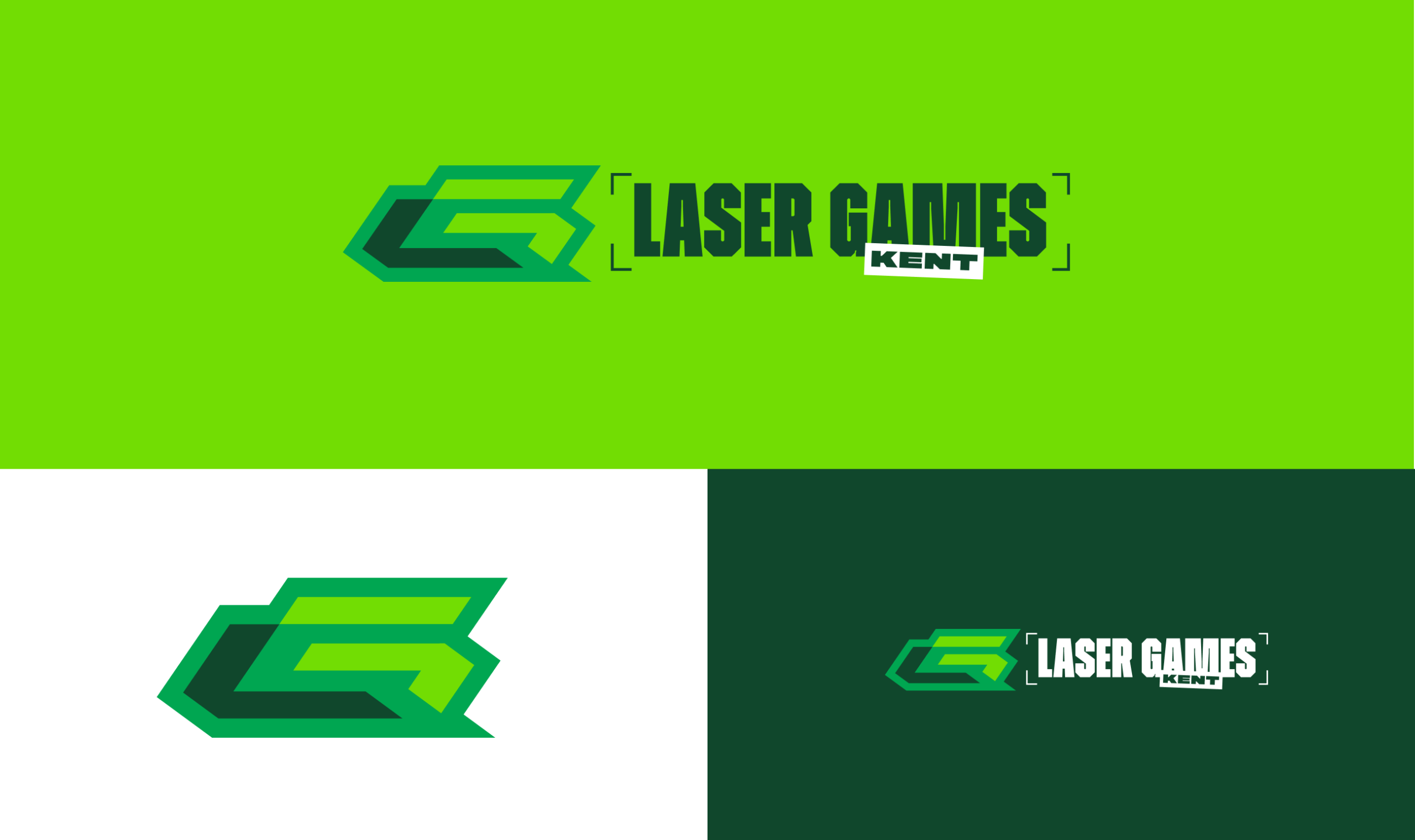 Brand identity design including logo and colour palette for laser games kent