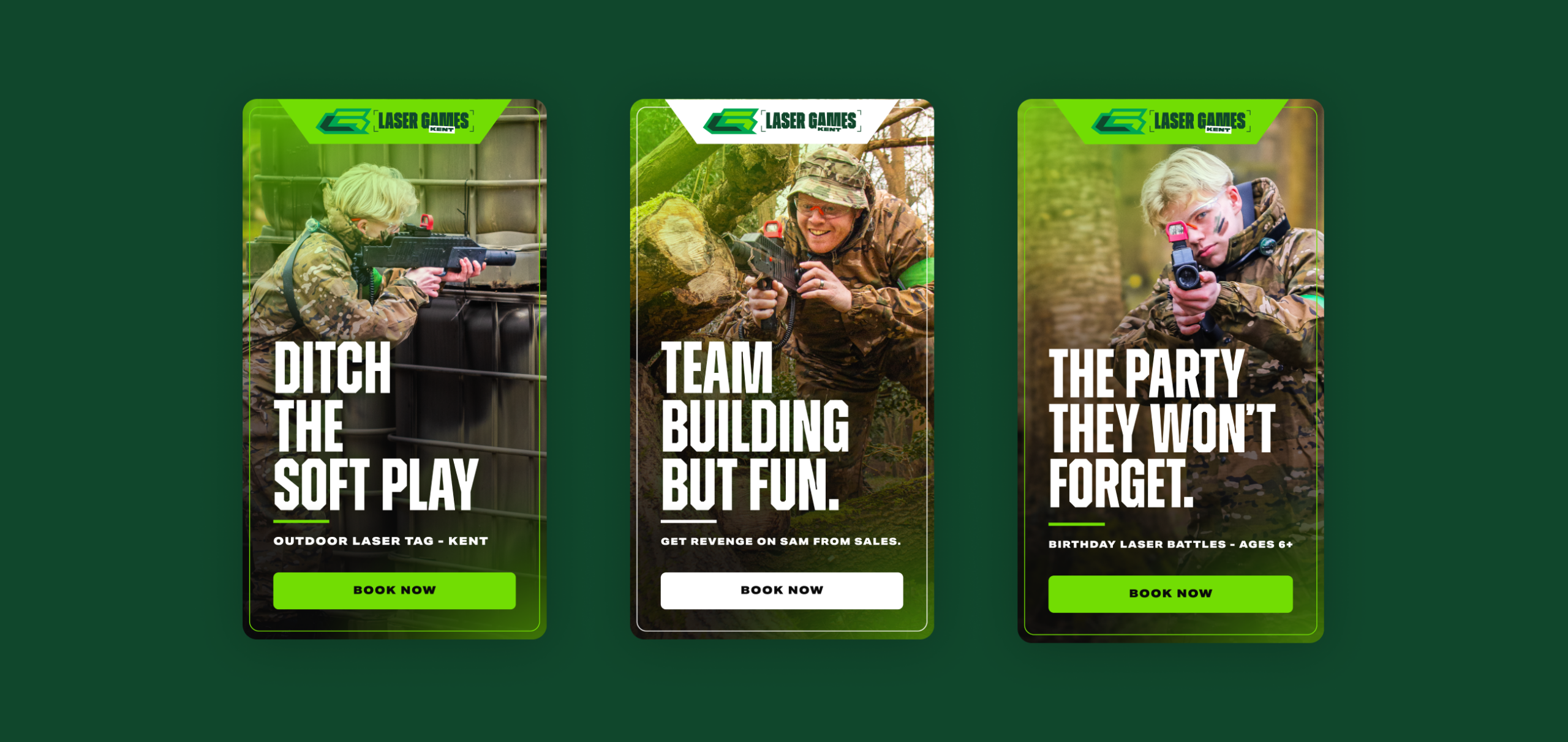 Paid social design for laser games kent